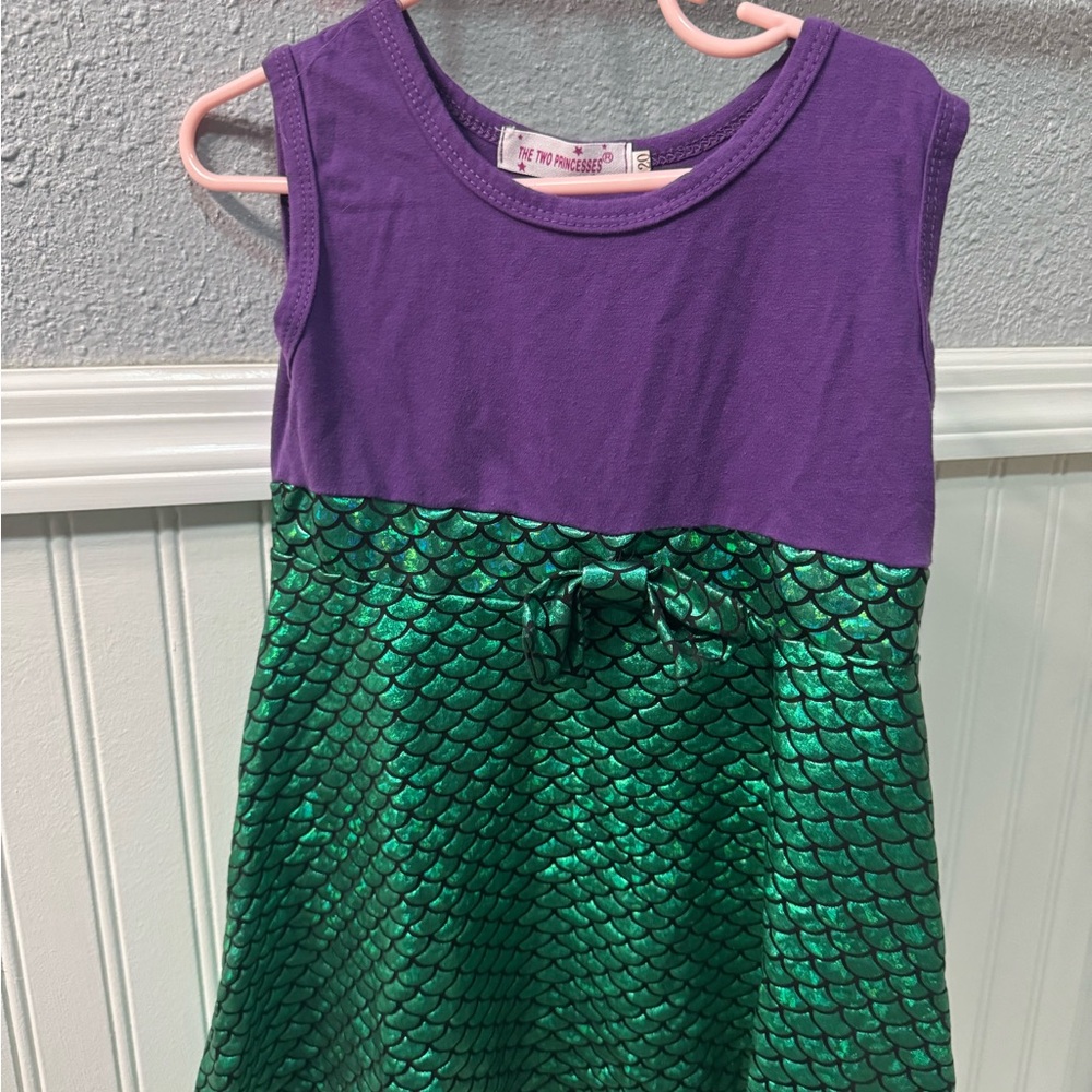 Purple and Green Kids Casual Dress
